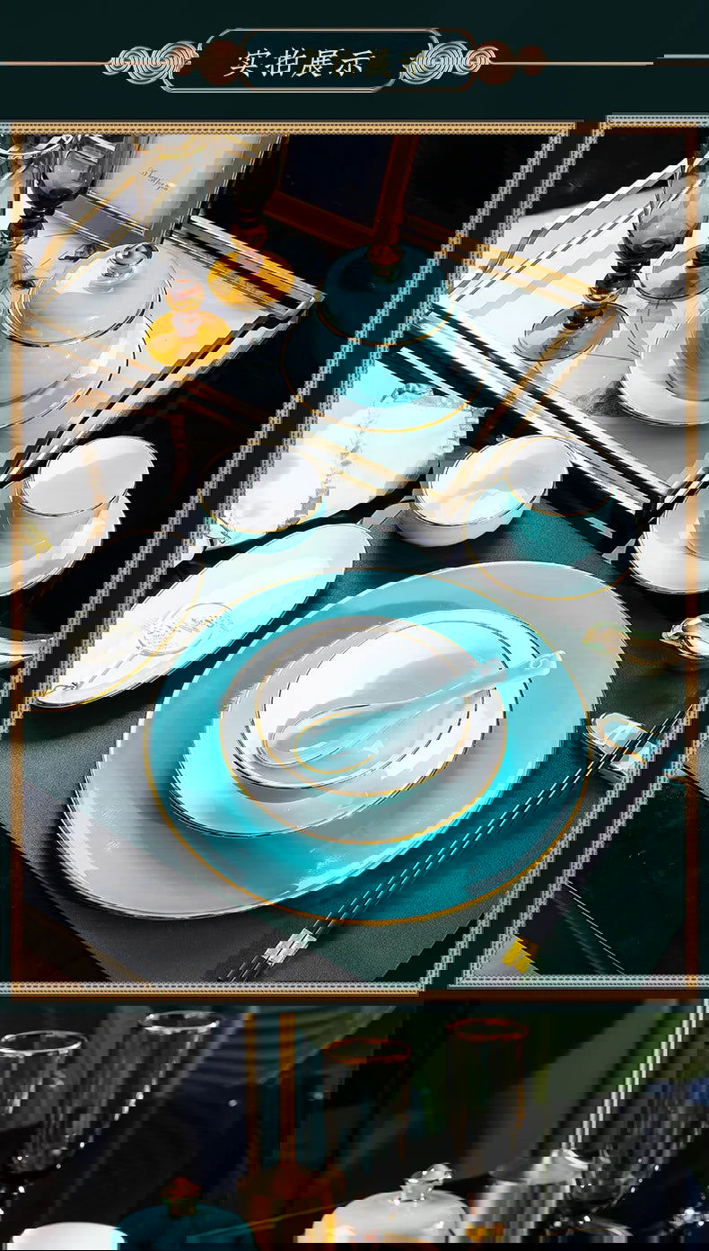 Jingdezhen tableware set, hotel tableware, dishes, gifts, handmade gilt edged dining plates, household dining plates - Grand Goldman