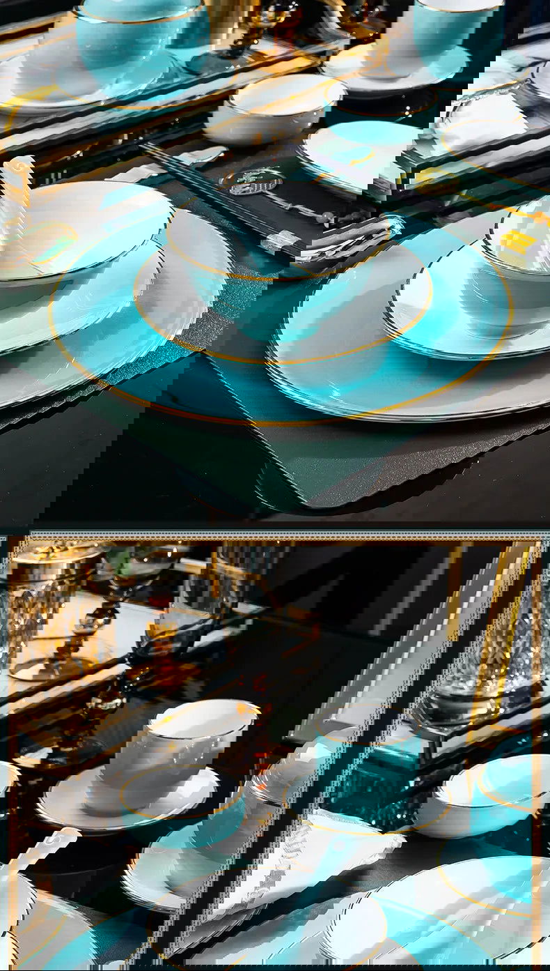 Jingdezhen tableware set, hotel tableware, dishes, gifts, handmade gilt edged dining plates, household dining plates - Grand Goldman