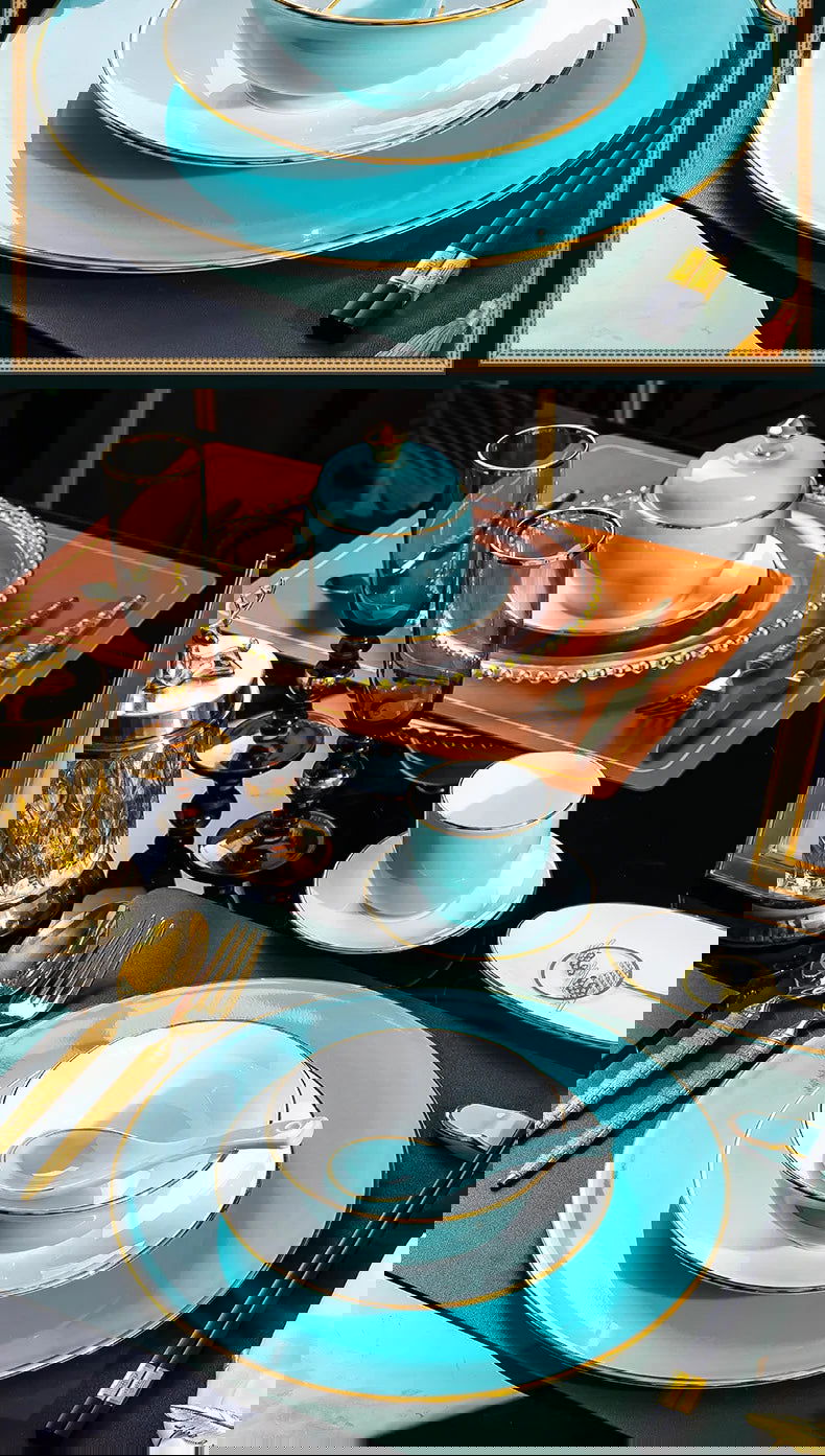 Jingdezhen tableware set, hotel tableware, dishes, gifts, handmade gilt edged dining plates, household dining plates - Grand Goldman