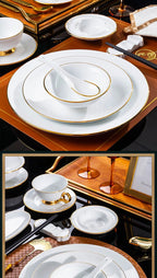 Jingdezhen tableware set, hotel tableware, dishes, gifts, handmade gilt edged dining plates, household dining plates - Grand Goldman