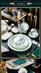 Jingdezhen tableware set, hotel tableware, dishes, gifts, handmade gilt edged dining plates, household dining plates - Grand Goldman
