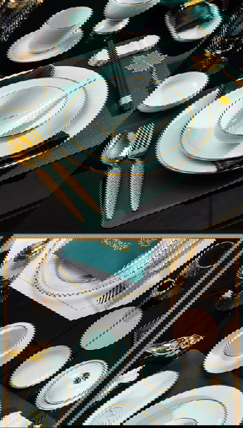 Jingdezhen tableware set, hotel tableware, dishes, gifts, handmade gilt edged dining plates, household dining plates - Grand Goldman