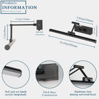 Joossnwell Battery Operated Picture Light Wireless Picture Lights for Paintings with Remote 15.5 Inch Dimmable and Timer Rechargeable Art Light Black Display Gallery Light with Adjustable Swing Arm - Grand Goldman