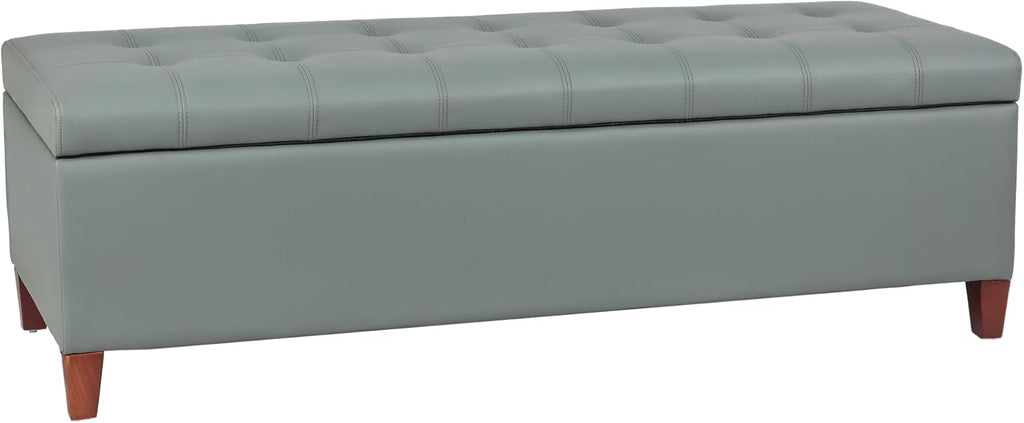 Joveco Storage Ottoman Bench- Faux Leather Tufted Bench Foot Rest (Black Midnight) - Grand Goldman