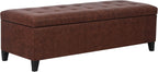 Joveco Storage Ottoman Bench- Faux Leather Tufted Bench Foot Rest (Black Midnight) - Grand Goldman