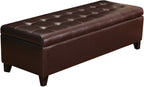 Joveco Storage Ottoman Bench- Faux Leather Tufted Bench Foot Rest (Black Midnight) - Grand Goldman