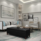 Joveco Storage Ottoman Bench- Faux Leather Tufted Bench Foot Rest (Black Midnight) - Grand Goldman