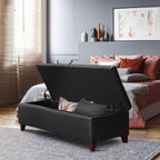 Joveco Storage Ottoman Bench- Faux Leather Tufted Bench Foot Rest (Black Midnight) - Grand Goldman