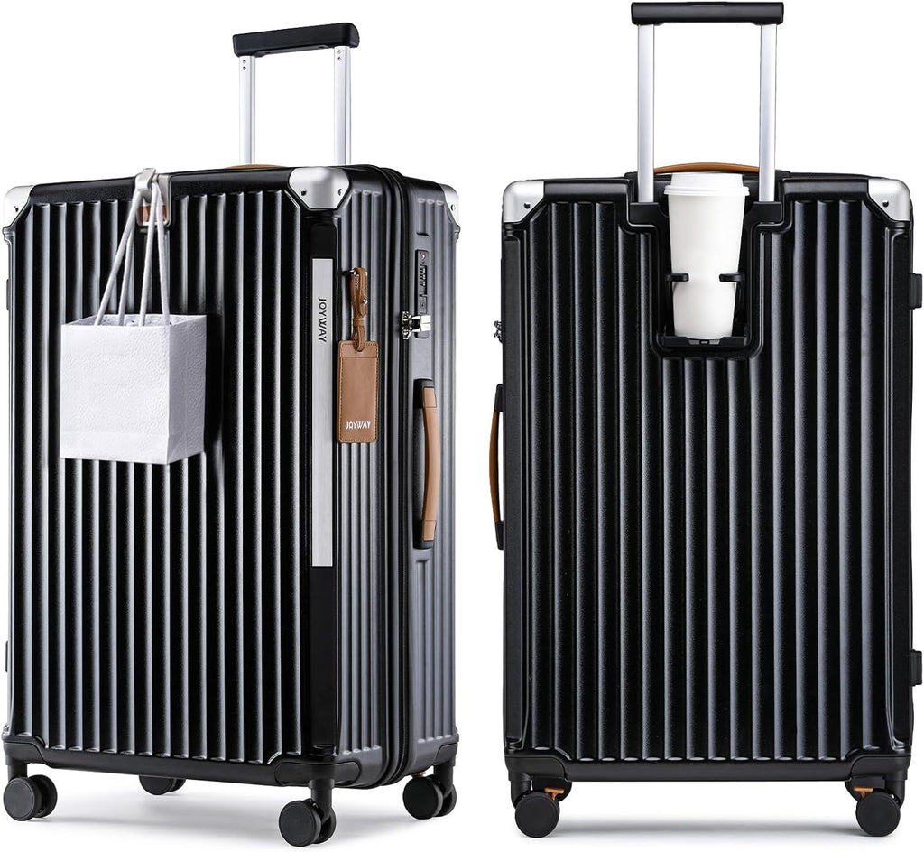 Joyway Carry On Luggage, Expandable Suitcase with Smart Luggage Cup Holder and USB Port, 20 IN Hardside Luggage with TSA Lock Spinner Double Wheels, White - Grand Goldman