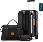 Joyway Carry On Luggage, Expandable Suitcase with Smart Luggage Cup Holder and USB Port, 20 IN Hardside Luggage with TSA Lock Spinner Double Wheels, White - Grand Goldman