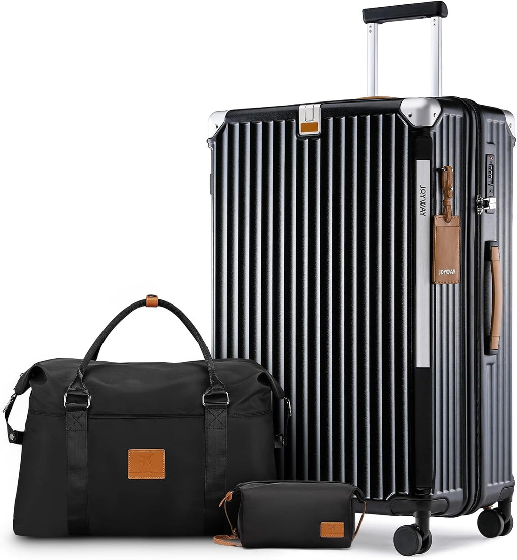 Joyway Carry On Luggage, Expandable Suitcase with Smart Luggage Cup Holder and USB Port, 20 IN Hardside Luggage with TSA Lock Spinner Double Wheels, White - Grand Goldman