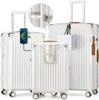 Joyway Carry On Luggage, Expandable Suitcase with Smart Luggage Cup Holder and USB Port, 20 IN Hardside Luggage with TSA Lock Spinner Double Wheels, White - Grand Goldman