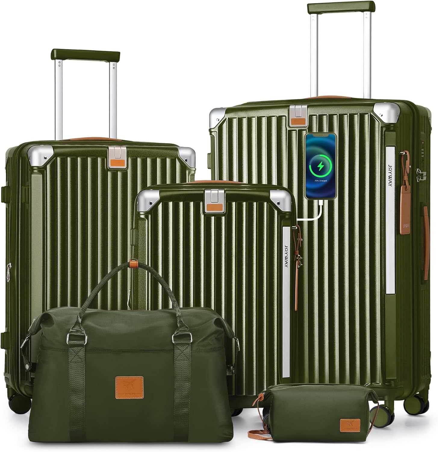 Joyway Carry On Luggage, Expandable Suitcase with Smart Luggage Cup Holder and USB Port, 20 IN Hardside Luggage with TSA Lock Spinner Double Wheels, White - Grand Goldman