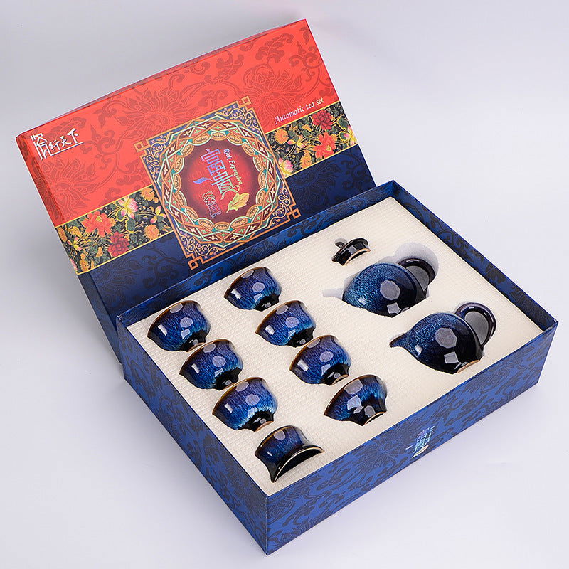 Jun Kiln Brushed Kung Fu Tea Set With Tianmu Glaze - Grand Goldman