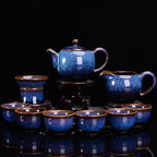 Jun Kiln Brushed Kung Fu Tea Set With Tianmu Glaze - Grand Goldman