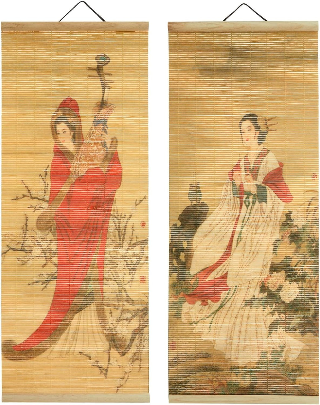 Juvale Asian Wall Decor, 4 Pack Hanging Bamboo Scrolls, Chinese Paintings (10x26 in) - Grand Goldman