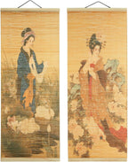 Juvale Asian Wall Decor, 4 Pack Hanging Bamboo Scrolls, Chinese Paintings (10x26 in) - Grand Goldman