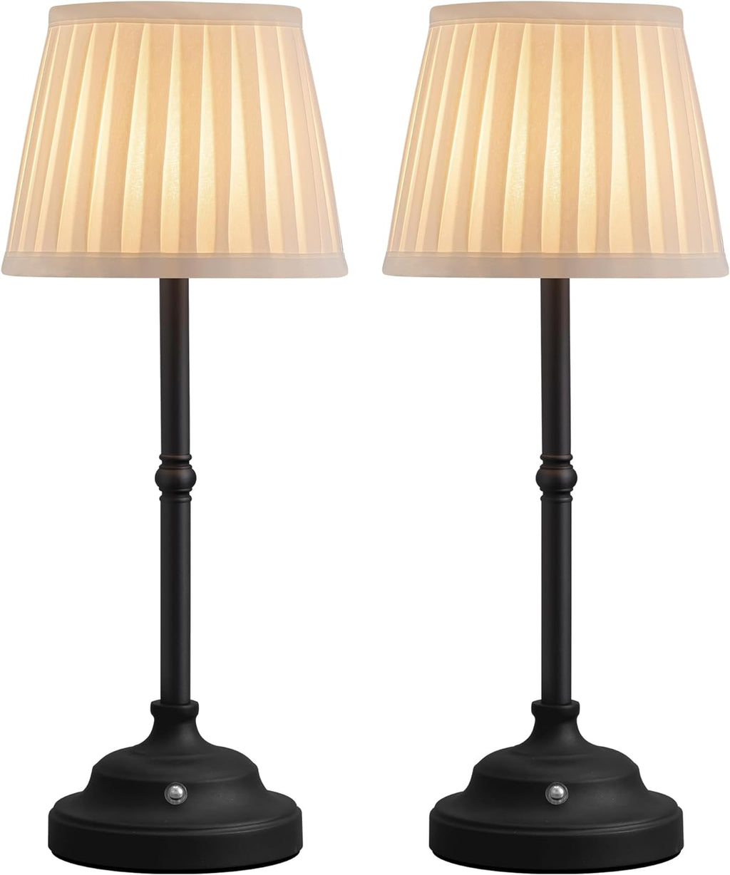 KDG Portables Cordless Table Lamp, Fabric Shade Desk Lamp, 5000mAh Rechargeable Battery Powered Lighting, Dimmable Light for Dining Room, Bedroom, Bedside, Bar, Night Light, Camping, Balcony (Bronze) - Grand Goldman