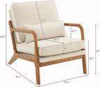 Karl home Accent Chair Mid-Century Modern Chair with Pillow Upholstered Lounge Arm Chair with Solid Wood Frame & Soft Cushion for Living Room, Bedroom, Balcony, Linen Beige (Low Back) - Grand Goldman
