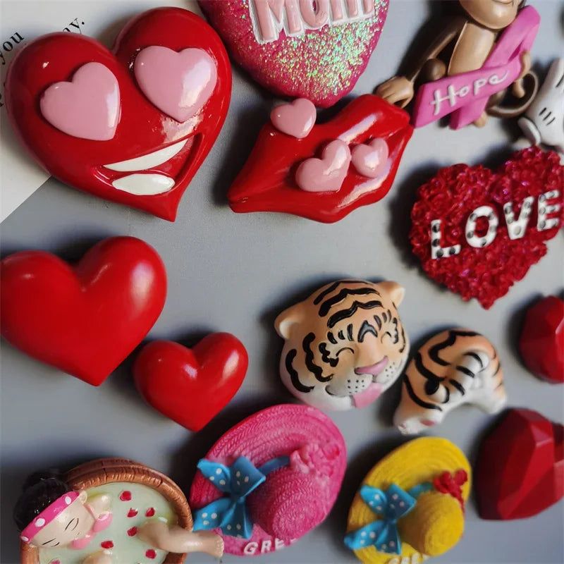 Kawaii Heart Flower Greece Heat Tiger Fridge Magnet  Halloween Lip Shap Cute Sticker Magnetic Home Decor Gifts for Mun Kids - Grand Goldman