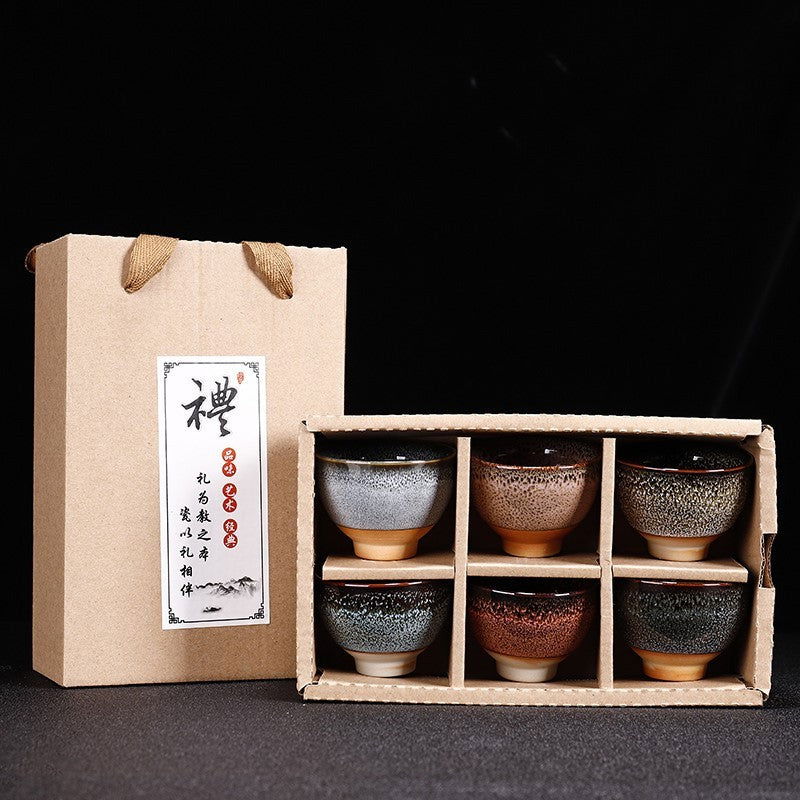 Kiln Change Ceramic Kung Fu Tea Set Cup Home Gift Box - Grand Goldman