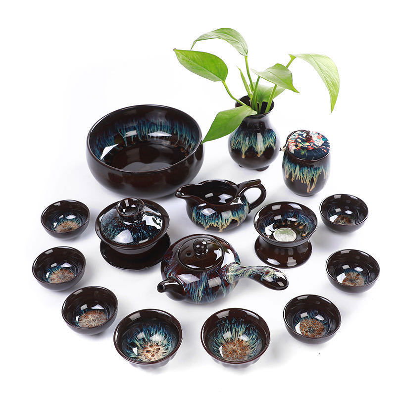 Kiln Change Sand Gold Glaze Household Ceramic Kung Fu Tea Set - Grand Goldman