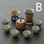 Kiln Glazed Side Handle Pot Kung Fu Tea Set Small Set Tea Tray Tea Cup Set - Grand Goldman