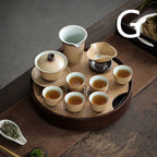 Kiln Glazed Side Handle Pot Kung Fu Tea Set Small Set Tea Tray Tea Cup Set - Grand Goldman