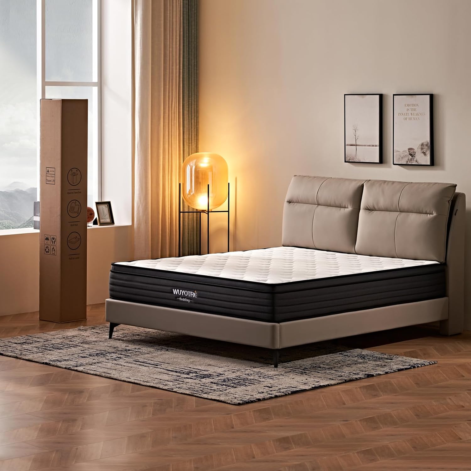 King Mattress, 10 Inch King Size Hybrid Mattress in a Box,Cooling Memory Foam Bed Mattresses with Independent Spring,Soft and Breathable,Back Pain Relief,CertiPUR-US,Medium - Grand Goldman