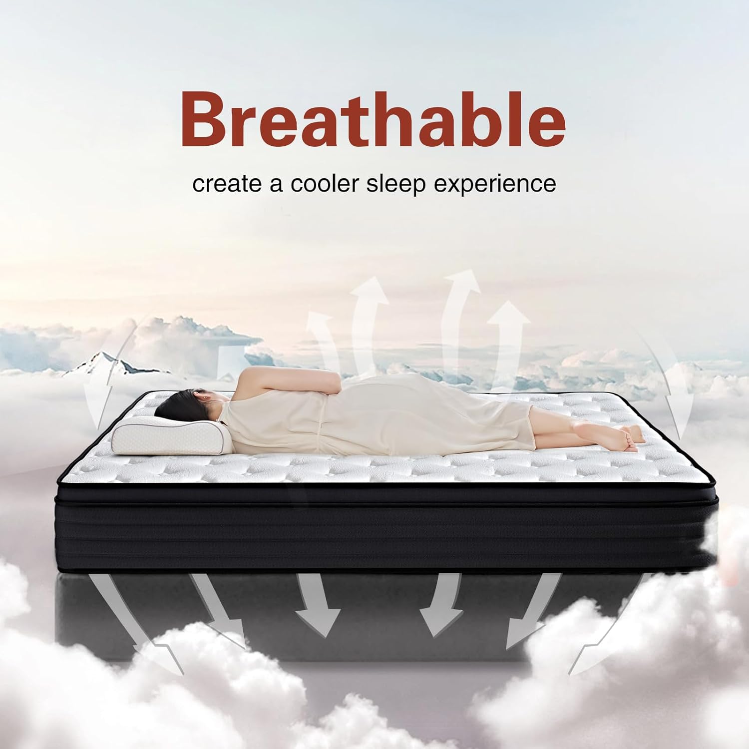 King Mattress, 10 Inch King Size Hybrid Mattress in a Box,Cooling Memory Foam Bed Mattresses with Independent Spring,Soft and Breathable,Back Pain Relief,CertiPUR-US,Medium - Grand Goldman