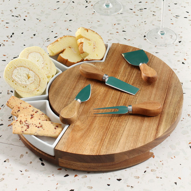 Kitchen Ceramic Knife, Fork And Cheese Board Set - Grand Goldman