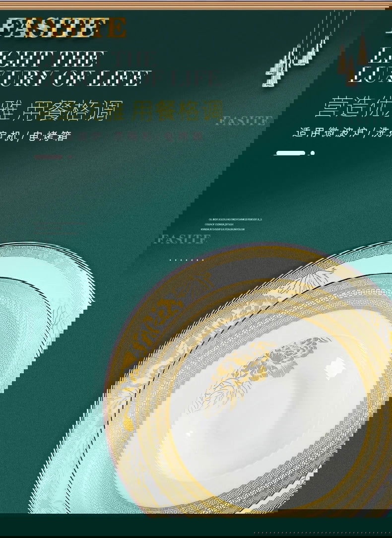 Kitchen Luxury Table Dinner Plates Set Ceramic Cooking Dessert Plate Sets Dinnerware Salad Dishes Platos De Cena Breakfast Set - Grand Goldman