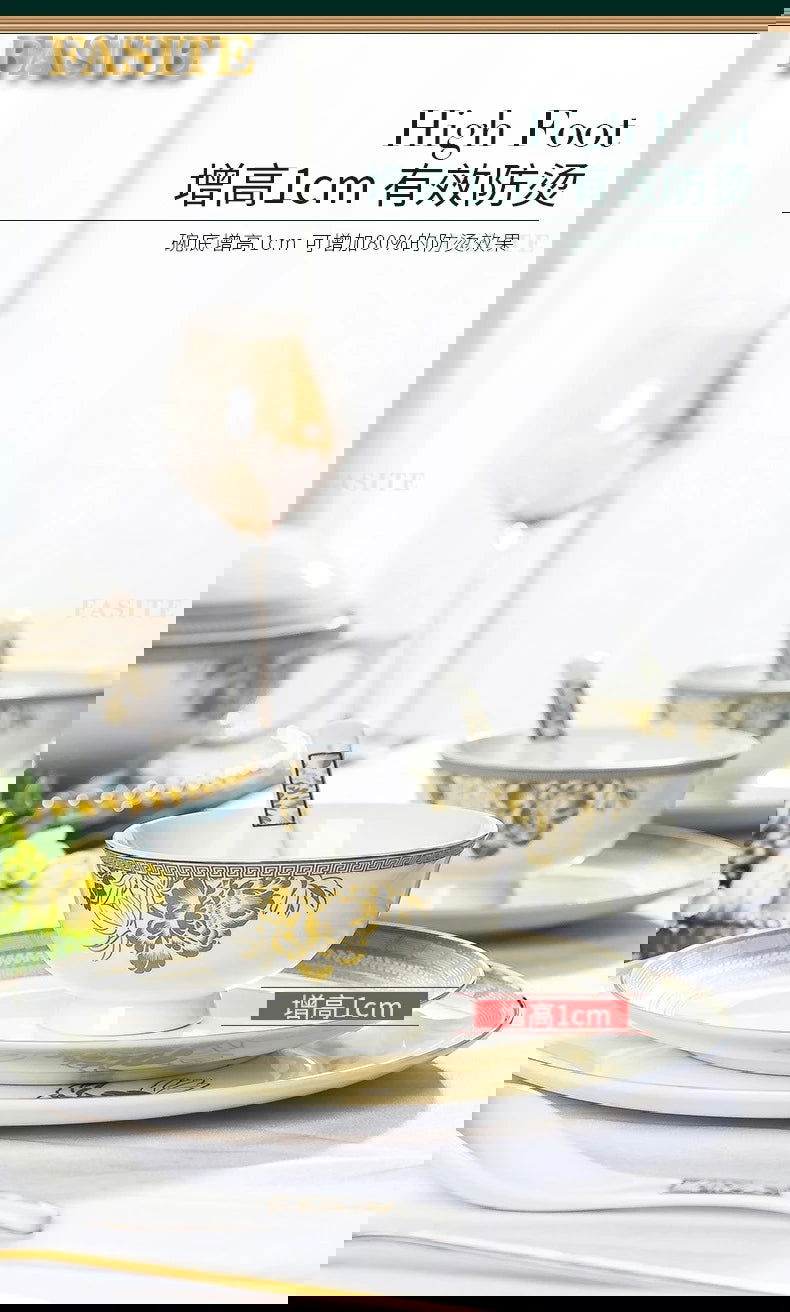 Kitchen Luxury Table Dinner Plates Set Ceramic Cooking Dessert Plate Sets Dinnerware Salad Dishes Platos De Cena Breakfast Set - Grand Goldman