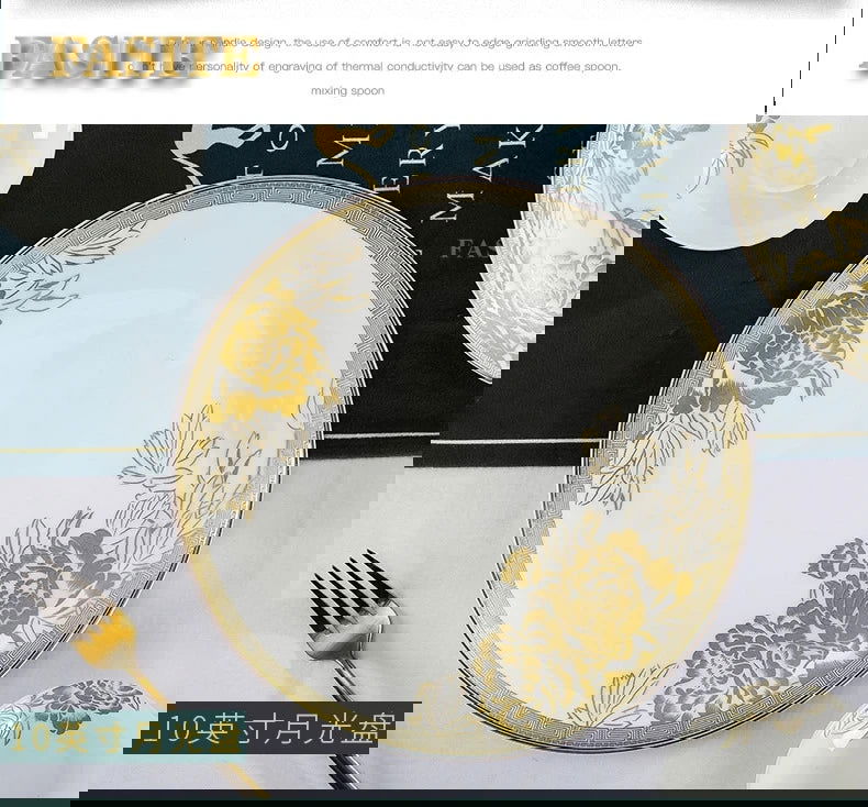 Kitchen Luxury Table Dinner Plates Set Ceramic Cooking Dessert Plate Sets Dinnerware Salad Dishes Platos De Cena Breakfast Set - Grand Goldman