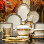 Kitchen Luxury Table Dinner Plates Set Ceramic Cooking Dessert Plate Sets Dinnerware Salad Dishes Platos De Cena Breakfast Set - Grand Goldman