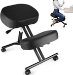 Kneeling Chair Ergonomic for Office, Adjustable Stool for Home and Office - Improve Your Posture with an Angled Seat - Thick Moulded Foam Cushions - Brake and Smooth Gliding Casters - Grand Goldman