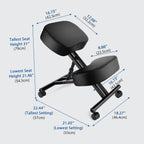 Kneeling Chair Ergonomic for Office, Adjustable Stool for Home and Office - Improve Your Posture with an Angled Seat - Thick Moulded Foam Cushions - Brake and Smooth Gliding Casters - Grand Goldman