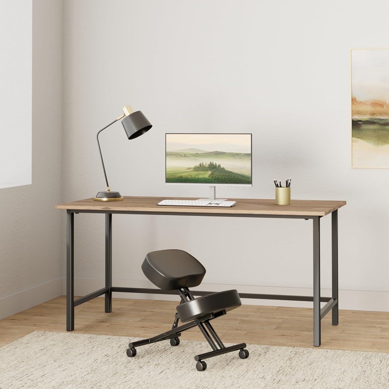 Kneeling Chair Ergonomic for Office, Adjustable Stool for Home and Office - Improve Your Posture with an Angled Seat - Thick Moulded Foam Cushions - Brake and Smooth Gliding Casters - Grand Goldman