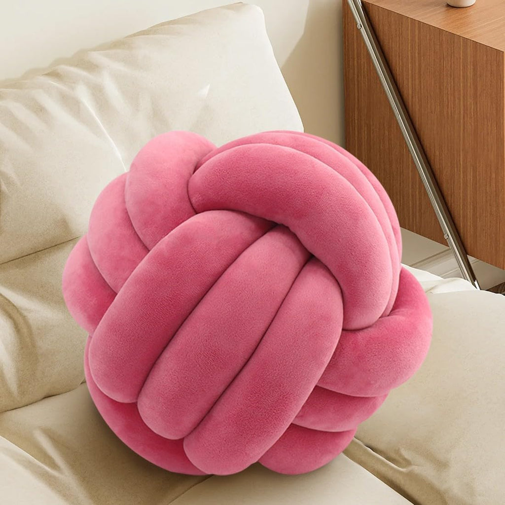 Knot Pillow Ball,Round Throw Pillows,Ivory Decorative Ball Pillows for Couch,Soft Home Décor Knotted Pillow,Modern Handmade Braided Pillow Ivory 20cm - Grand Goldman