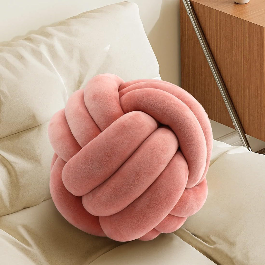 Knot Pillow Ball,Round Throw Pillows,Ivory Decorative Ball Pillows for Couch,Soft Home Décor Knotted Pillow,Modern Handmade Braided Pillow Ivory 20cm - Grand Goldman