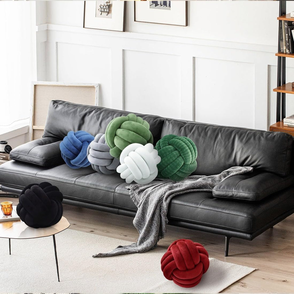 Knot Pillow Ball,Round Throw Pillows,Ivory Decorative Ball Pillows for Couch,Soft Home Décor Knotted Pillow,Modern Handmade Braided Pillow Ivory 20cm - Grand Goldman