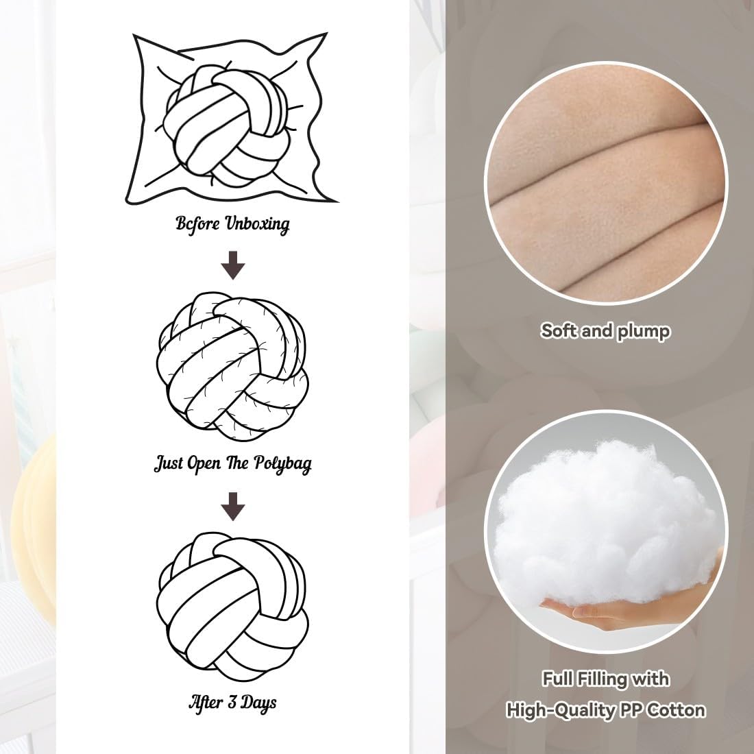 Knot Pillow Ball,Round Throw Pillows,Ivory Decorative Ball Pillows for Couch,Soft Home Décor Knotted Pillow,Modern Handmade Braided Pillow Ivory 20cm - Grand Goldman