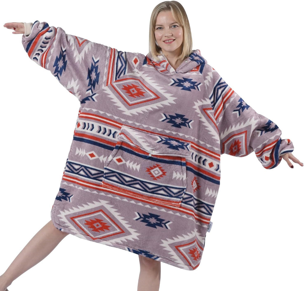 Krifey Wearable Blanket Hoodie, Oversized Sherpa Hooded as Birthday Gifts Christmas Gifts for Mom Women Girlfriend Men, Cozy Sweatshirt with Giant Pocket - Grand Goldman