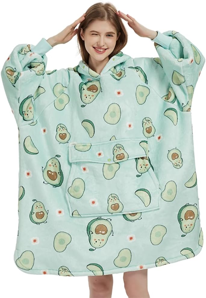 Krifey Wearable Blanket Hoodie, Oversized Sherpa Hooded as Birthday Gifts Christmas Gifts for Mom Women Girlfriend Men, Cozy Sweatshirt with Giant Pocket - Grand Goldman