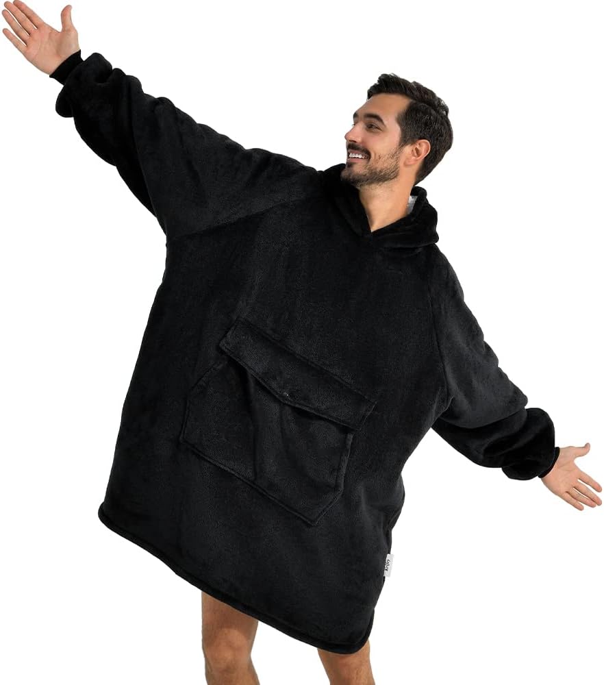 Krifey Wearable Blanket Hoodie, Oversized Sherpa Hooded as Birthday Gifts Christmas Gifts for Mom Women Girlfriend Men, Cozy Sweatshirt with Giant Pocket - Grand Goldman