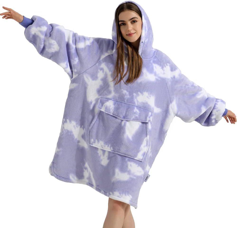 Krifey Wearable Blanket Hoodie, Oversized Sherpa Hooded as Birthday Gifts Christmas Gifts for Mom Women Girlfriend Men, Cozy Sweatshirt with Giant Pocket - Grand Goldman