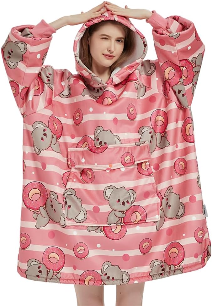 Krifey Wearable Blanket Hoodie, Oversized Sherpa Hooded as Birthday Gifts Christmas Gifts for Mom Women Girlfriend Men, Cozy Sweatshirt with Giant Pocket - Grand Goldman