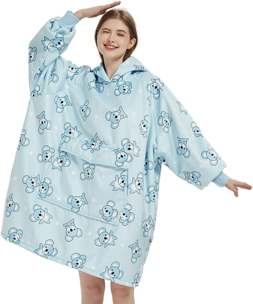 Krifey Wearable Blanket Hoodie, Oversized Sherpa Hooded as Birthday Gifts Christmas Gifts for Mom Women Girlfriend Men, Cozy Sweatshirt with Giant Pocket - Grand Goldman