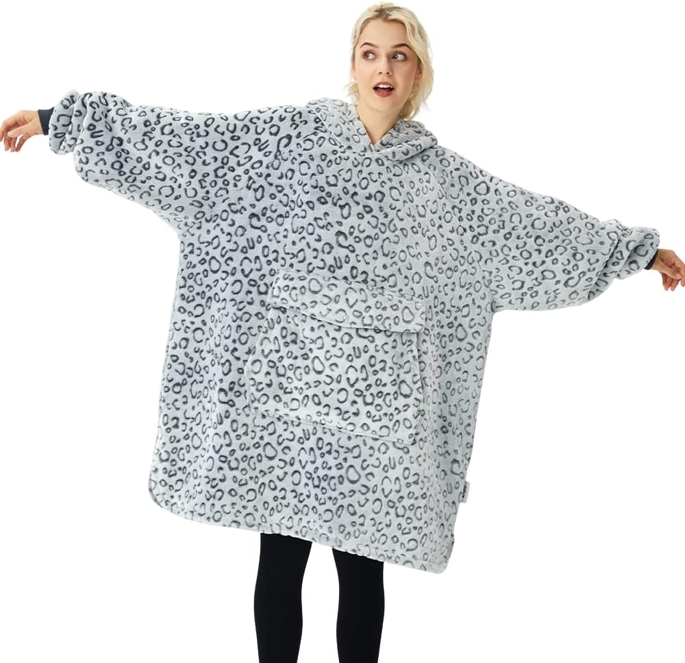Krifey Wearable Blanket Hoodie, Oversized Sherpa Hooded as Birthday Gifts Christmas Gifts for Mom Women Girlfriend Men, Cozy Sweatshirt with Giant Pocket - Grand Goldman