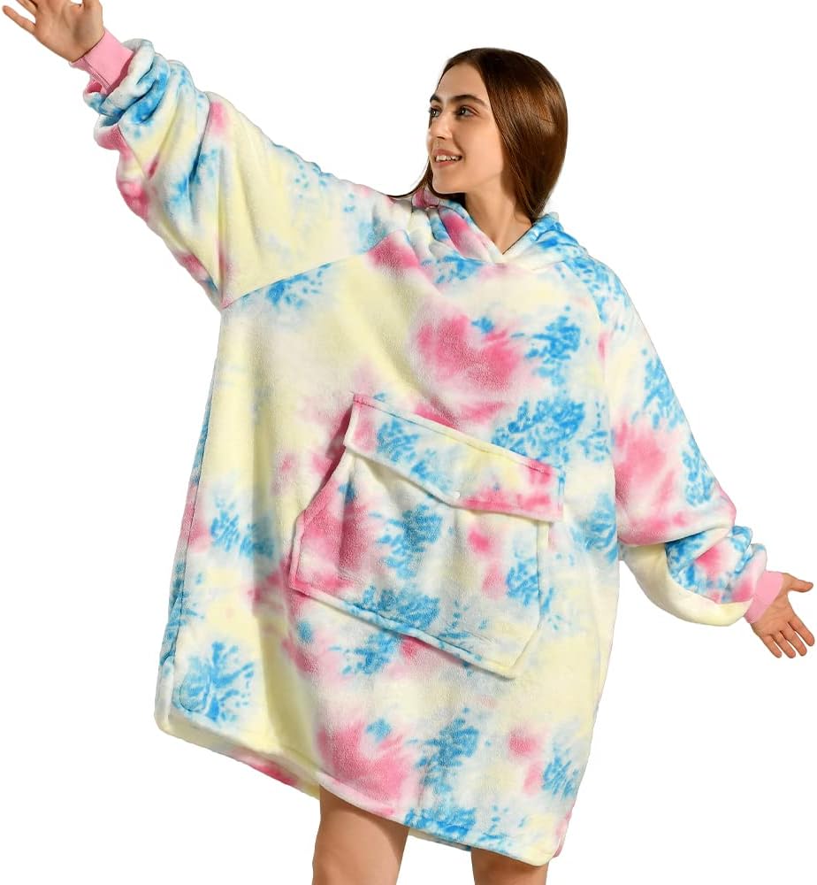 Krifey Wearable Blanket Hoodie, Oversized Sherpa Hooded as Birthday Gifts Christmas Gifts for Mom Women Girlfriend Men, Cozy Sweatshirt with Giant Pocket - Grand Goldman